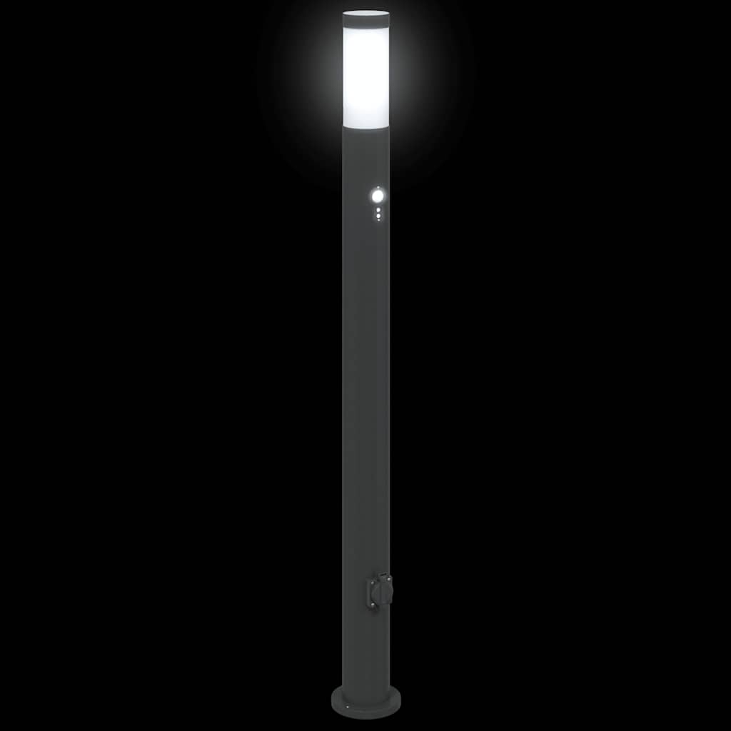 Lampada a paletto con sensore e presa 110 cm Acciaio Inox IP44