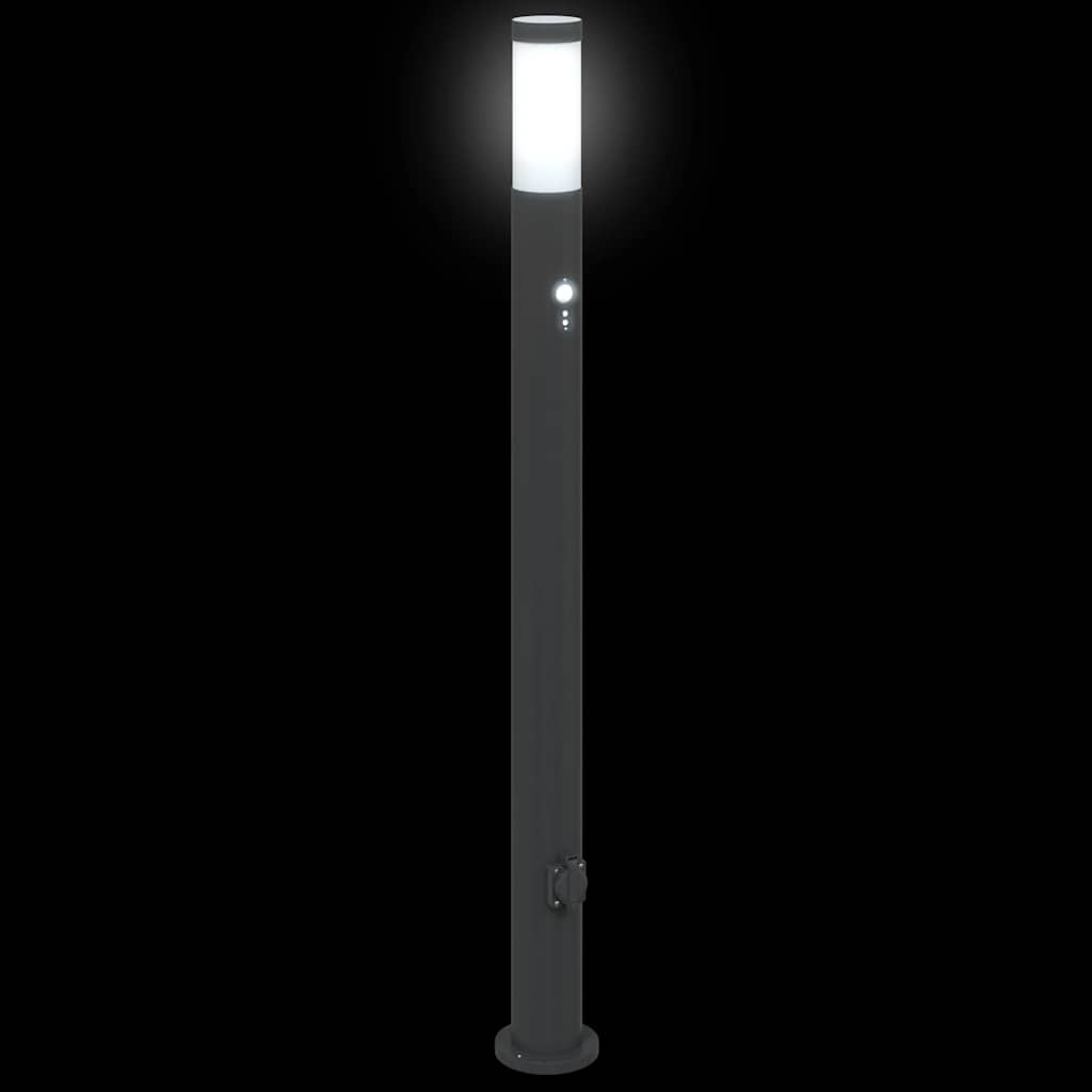 Lampioni a dissuasore con sensore e presa 3 pz 110 cm Acciaio Inox IP44