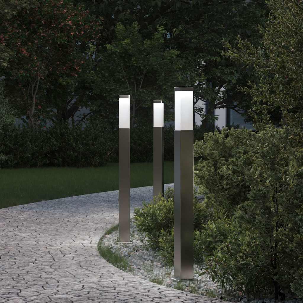 Lampioni a palo 3 pz 80 cm Acciaio Inox IP44