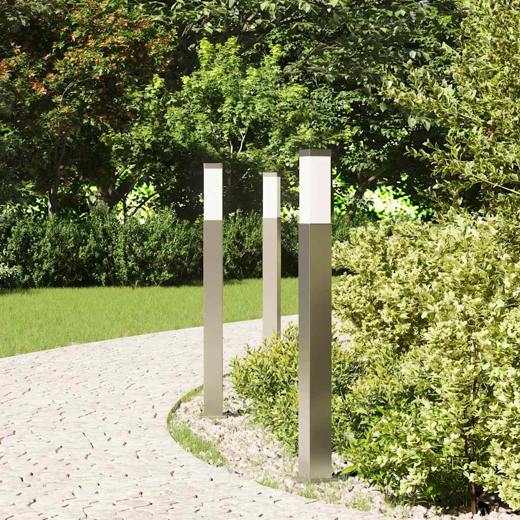 Lampioni a palo 3 pz 80 cm Acciaio Inox IP44