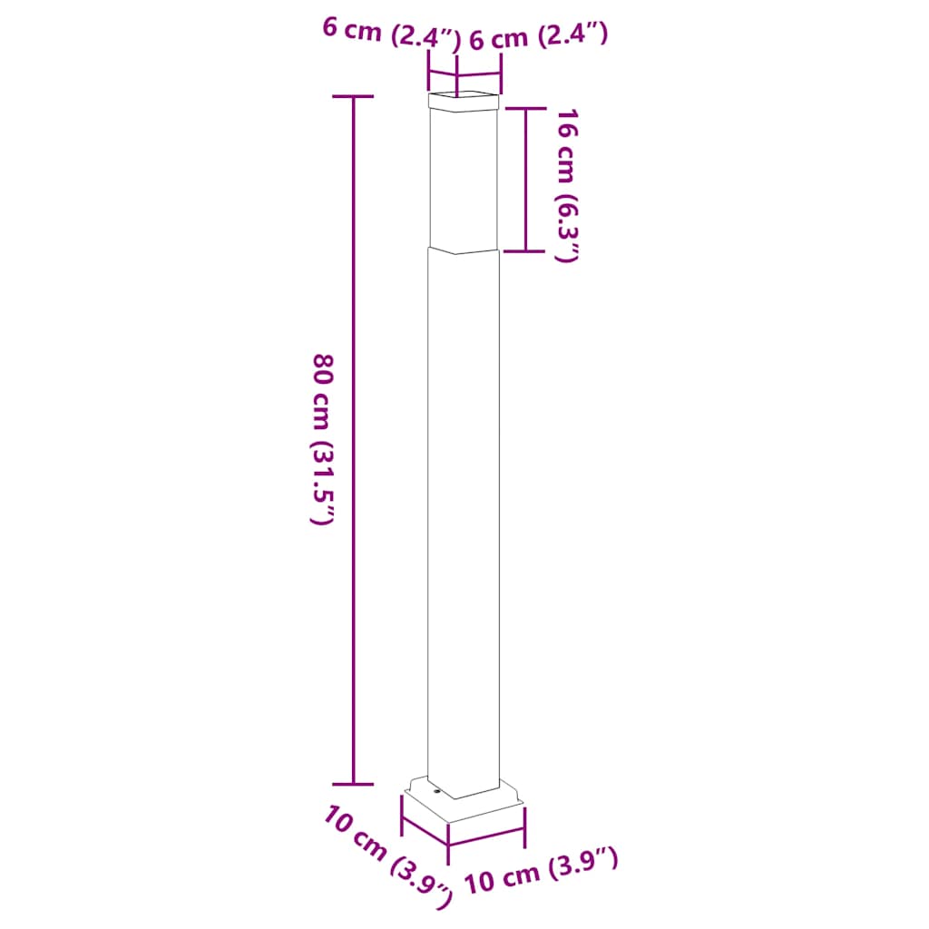Lampioni a palo 3 pz 80 cm Acciaio Inox IP44