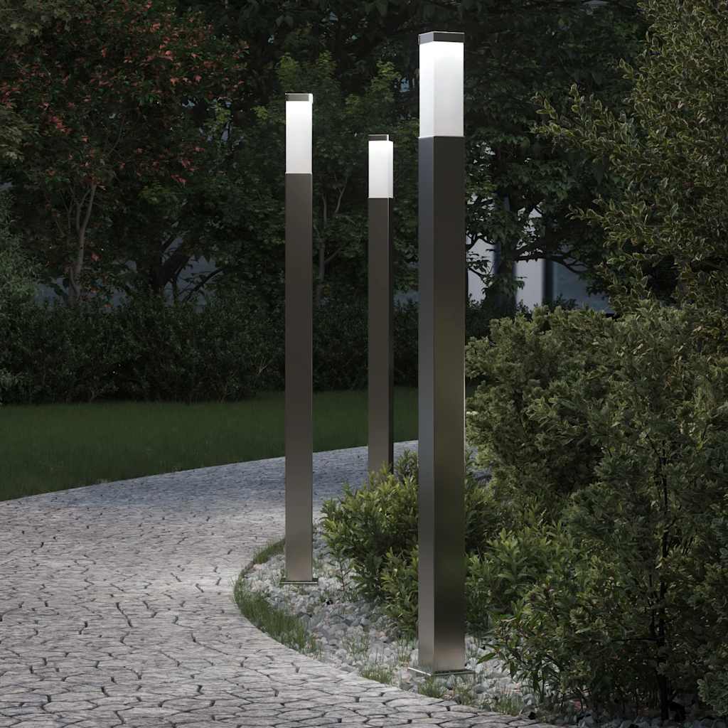 Lampioni a palo 3 pz 110 cm Acciaio Inox IP44