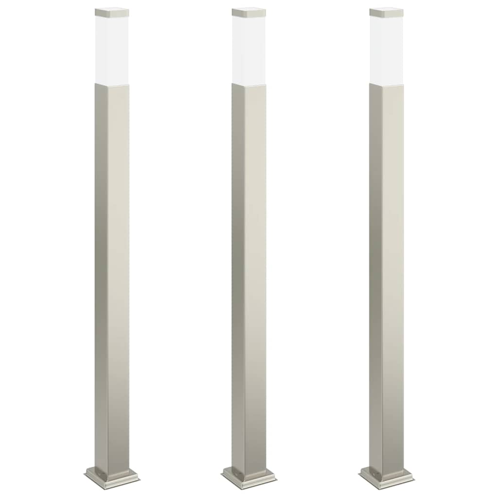 Lampioni a palo 3 pz 110 cm Acciaio Inox IP44