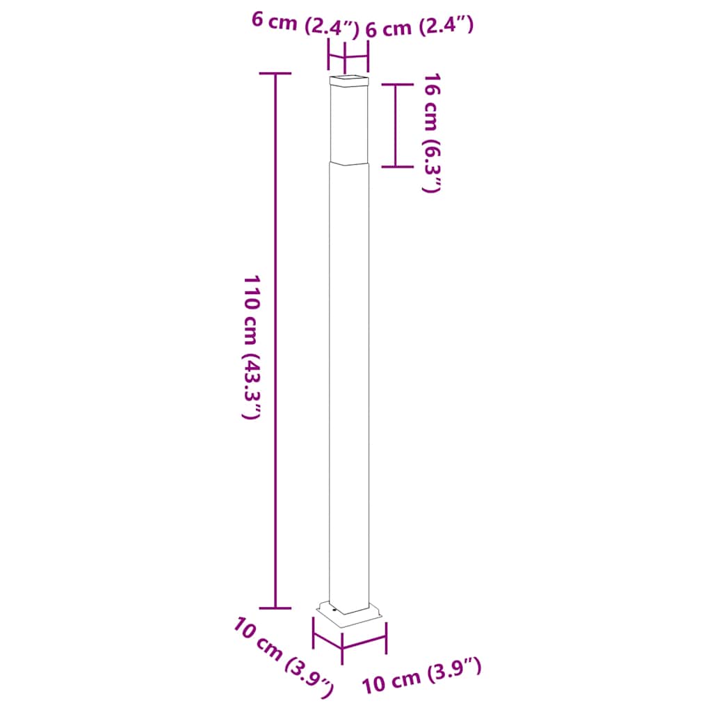 Lampioni a palo 3 pz 110 cm Acciaio Inox IP44