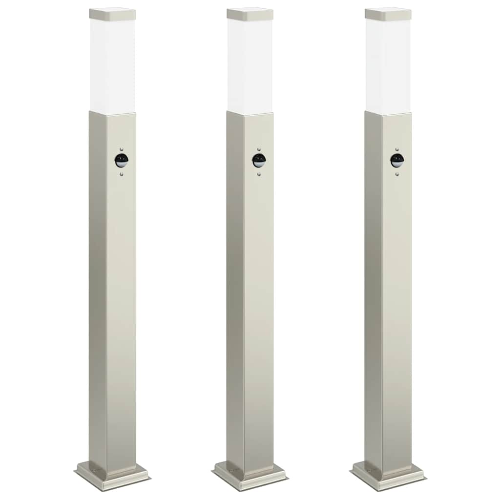 Lampioni a dissuasore con sensore 3 pz 80 cm Acciaio Inox IP44