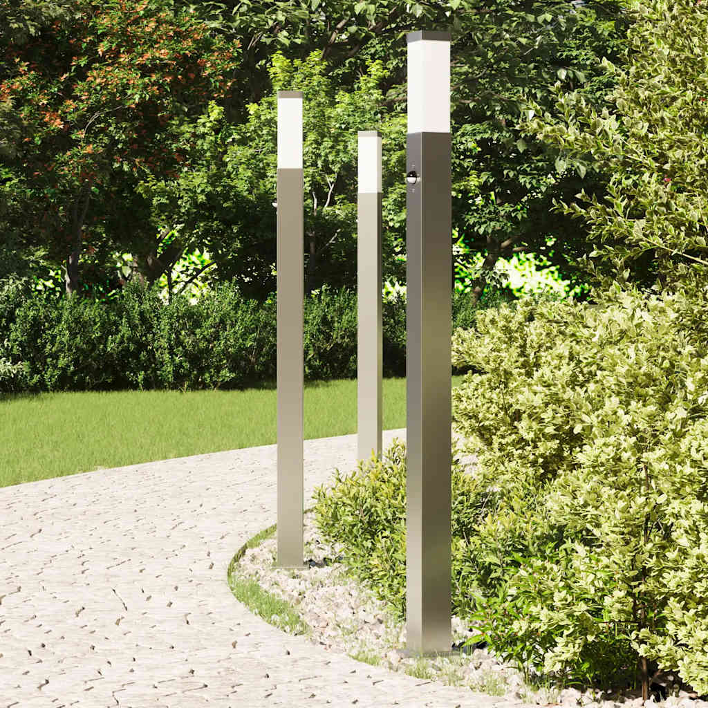 Lampioni a paletto con sensore 3 pz 110 cm Acciaio Inox IP44