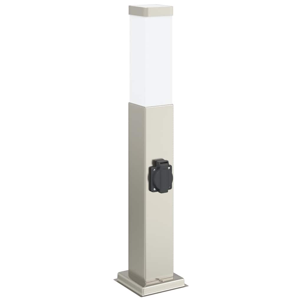 Lampada a paletto con presa elettrica 50 cm Acciaio Inox IP44