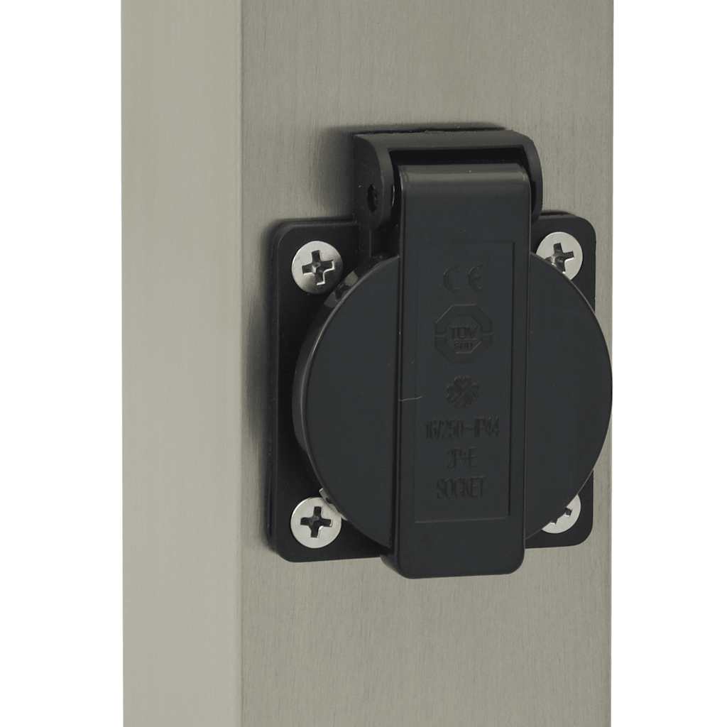 Lampada a paletto con presa elettrica 50 cm Acciaio Inox IP44