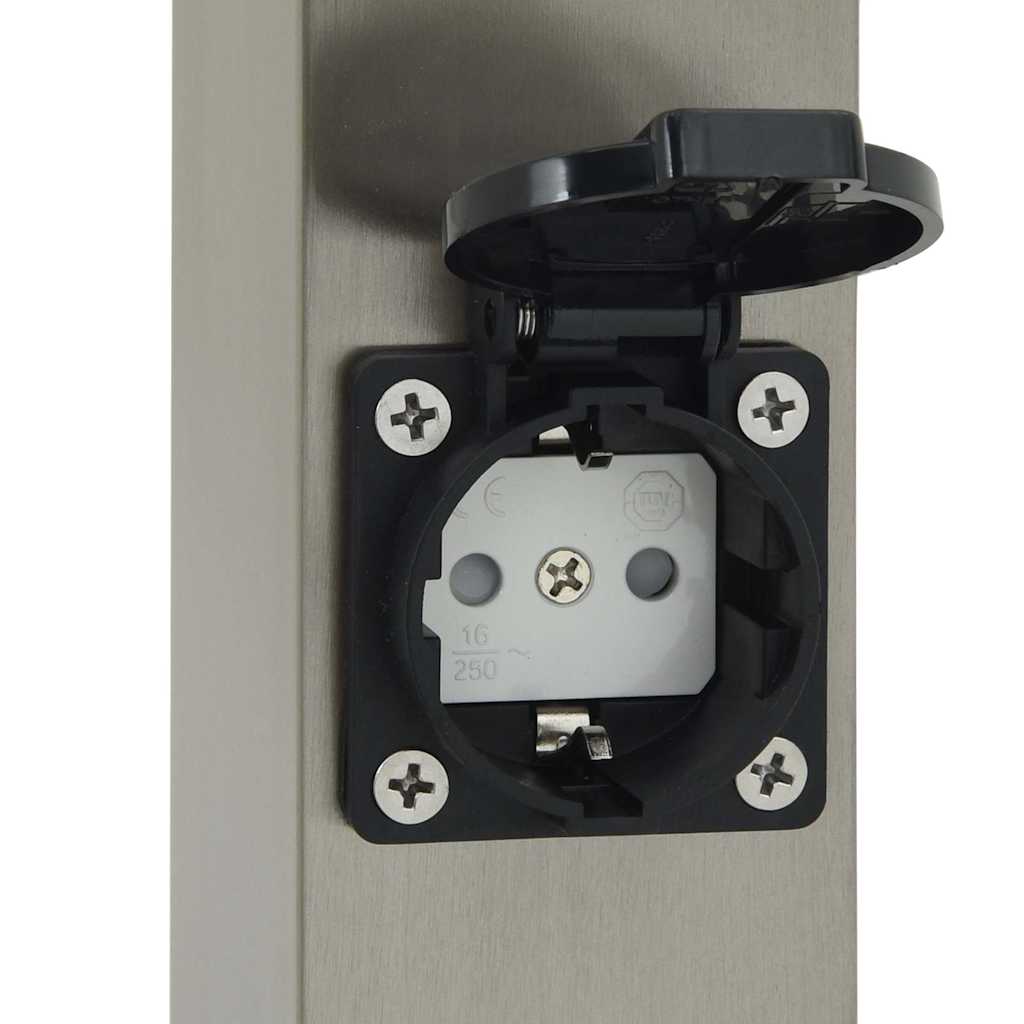 Lampada a paletto con presa elettrica 50 cm Acciaio Inox IP44