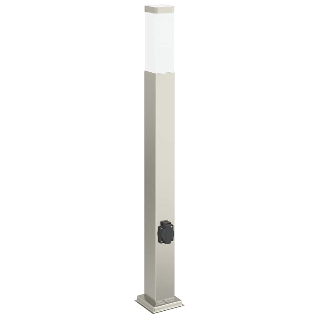 Lampada a paletto con presa elettrica 80 cm Acciaio Inox IP44