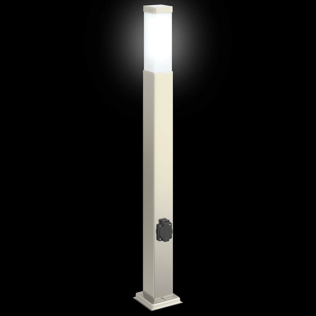 Lampada a paletto con presa elettrica 80 cm Acciaio Inox IP44
