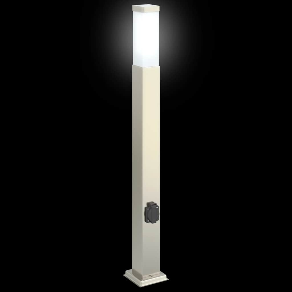 Lampioni a colonnina con presa elettrica 3 pz 80 cm Acciaio Inox IP44