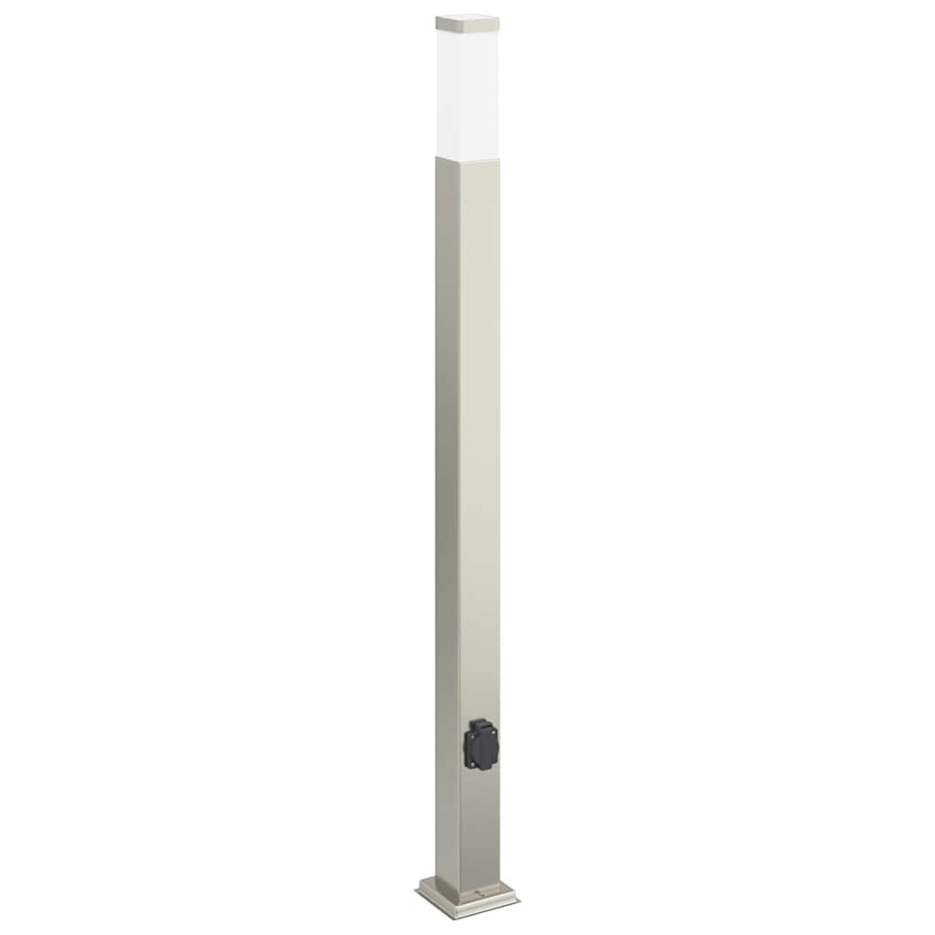 Lampada a paletto con presa elettrica 110 cm Acciaio Inox IP44