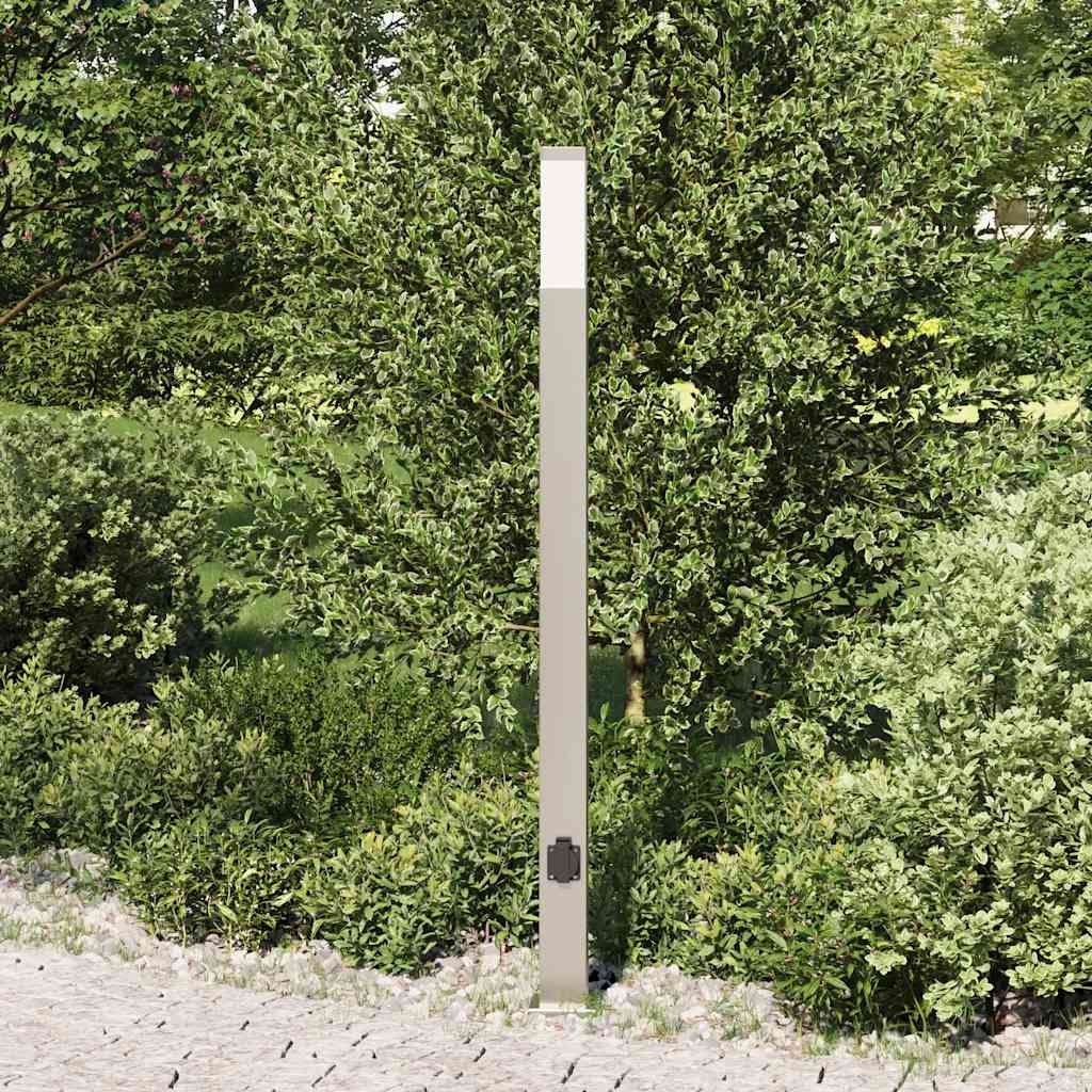 Lampada a paletto con presa elettrica 110 cm Acciaio Inox IP44