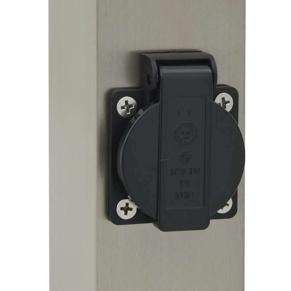 Lampada a paletto con presa elettrica 110 cm Acciaio Inox IP44