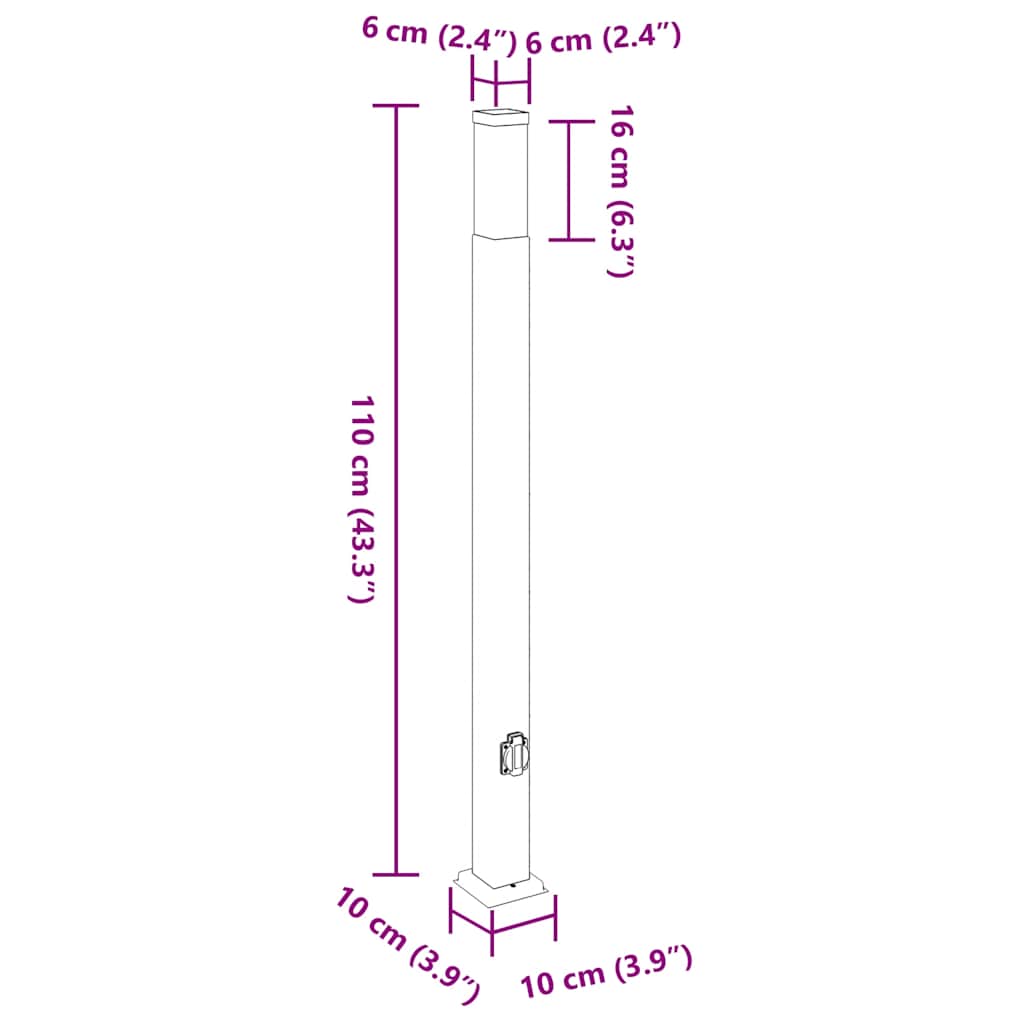 Lampioni a colonnina con presa elettrica 3 pz 110 cm Acciaio Inox IP44