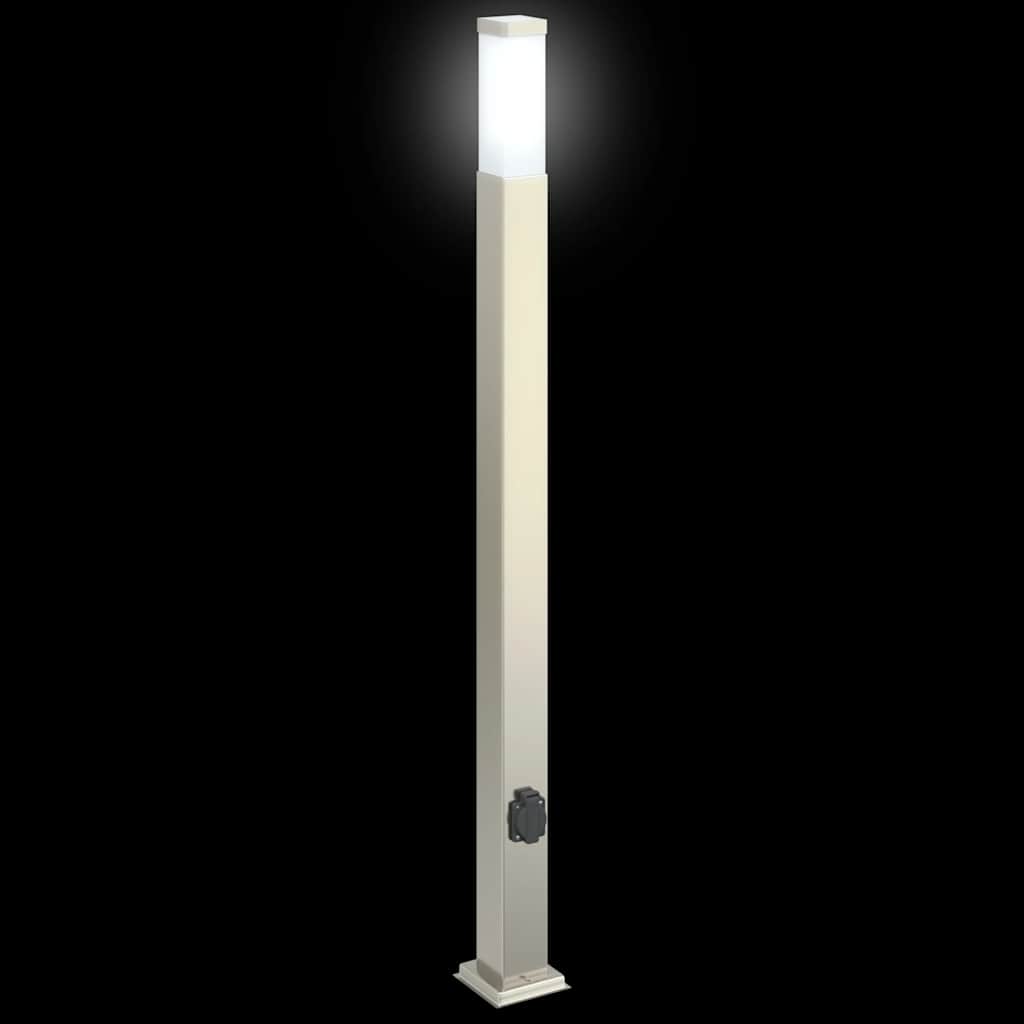 Lampioni a colonnina con presa elettrica 3 pz 110 cm Acciaio Inox IP44