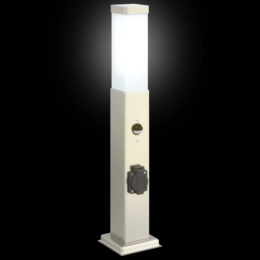 Lampioni a dissuasore con sensore e presa 3 pz 50 cm Acciaio Inox IP44