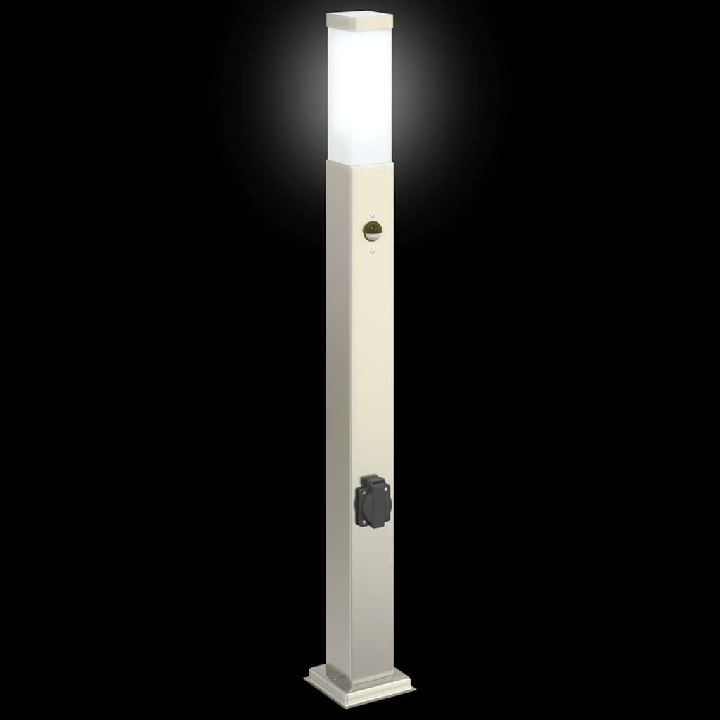 Lampioni a dissuasore con sensore e presa 3 pz 80 cm Acciaio Inox IP44