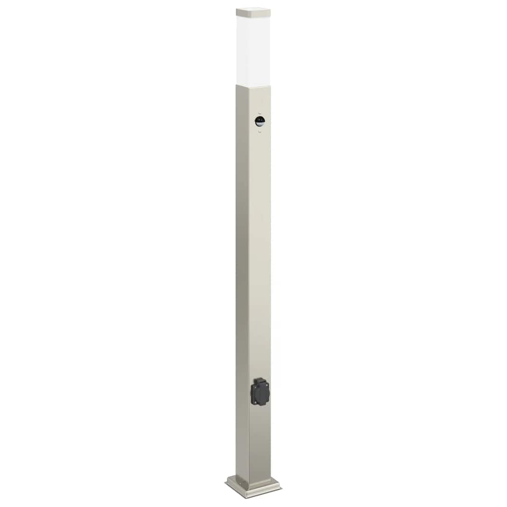 Lampada a paletto con sensore e presa 110 cm Acciaio Inox IP44