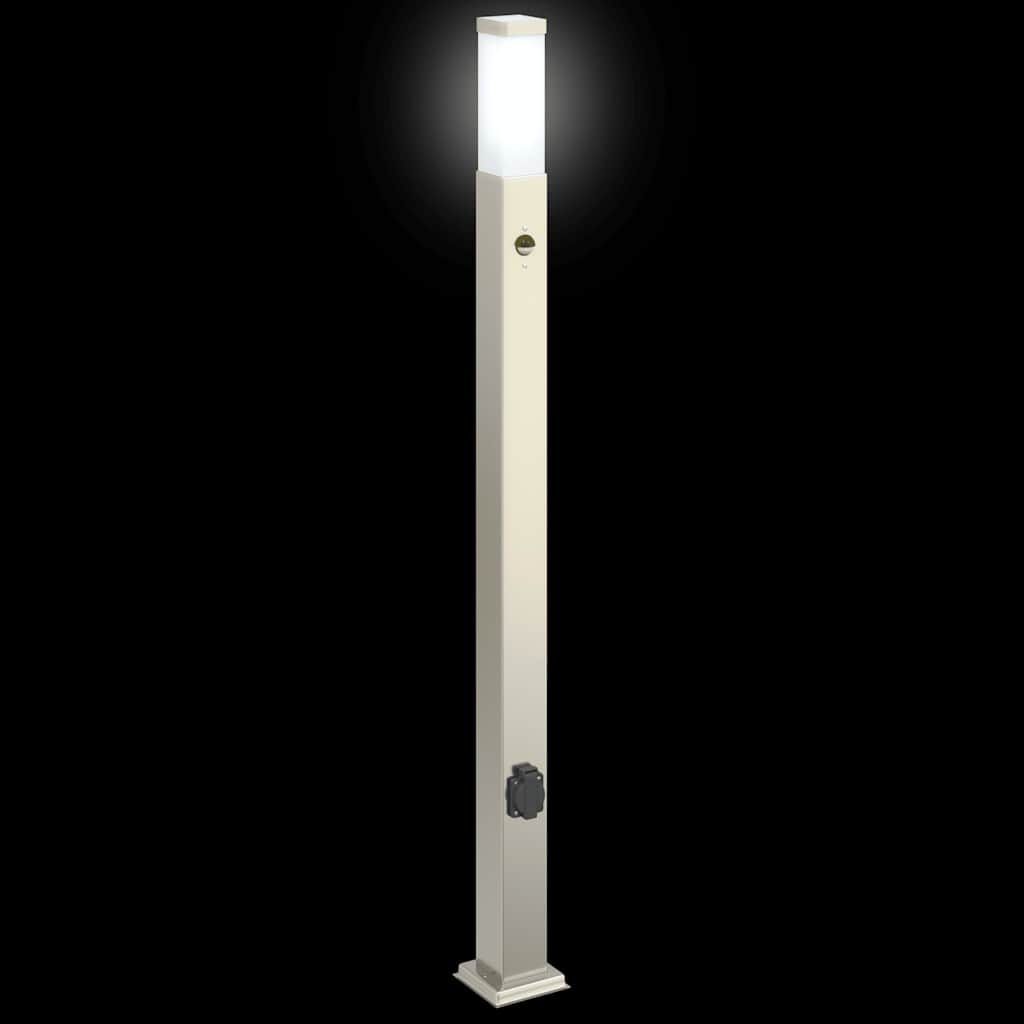 Lampada a paletto con sensore e presa 110 cm Acciaio Inox IP44