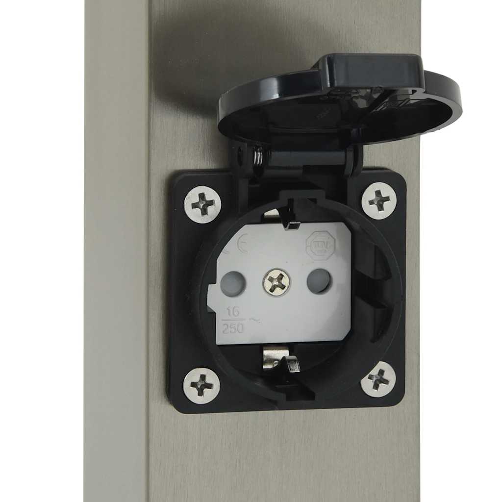 Lampioni a dissuasore con sensore e presa 3 pz 110 cm Acciaio Inox IP44