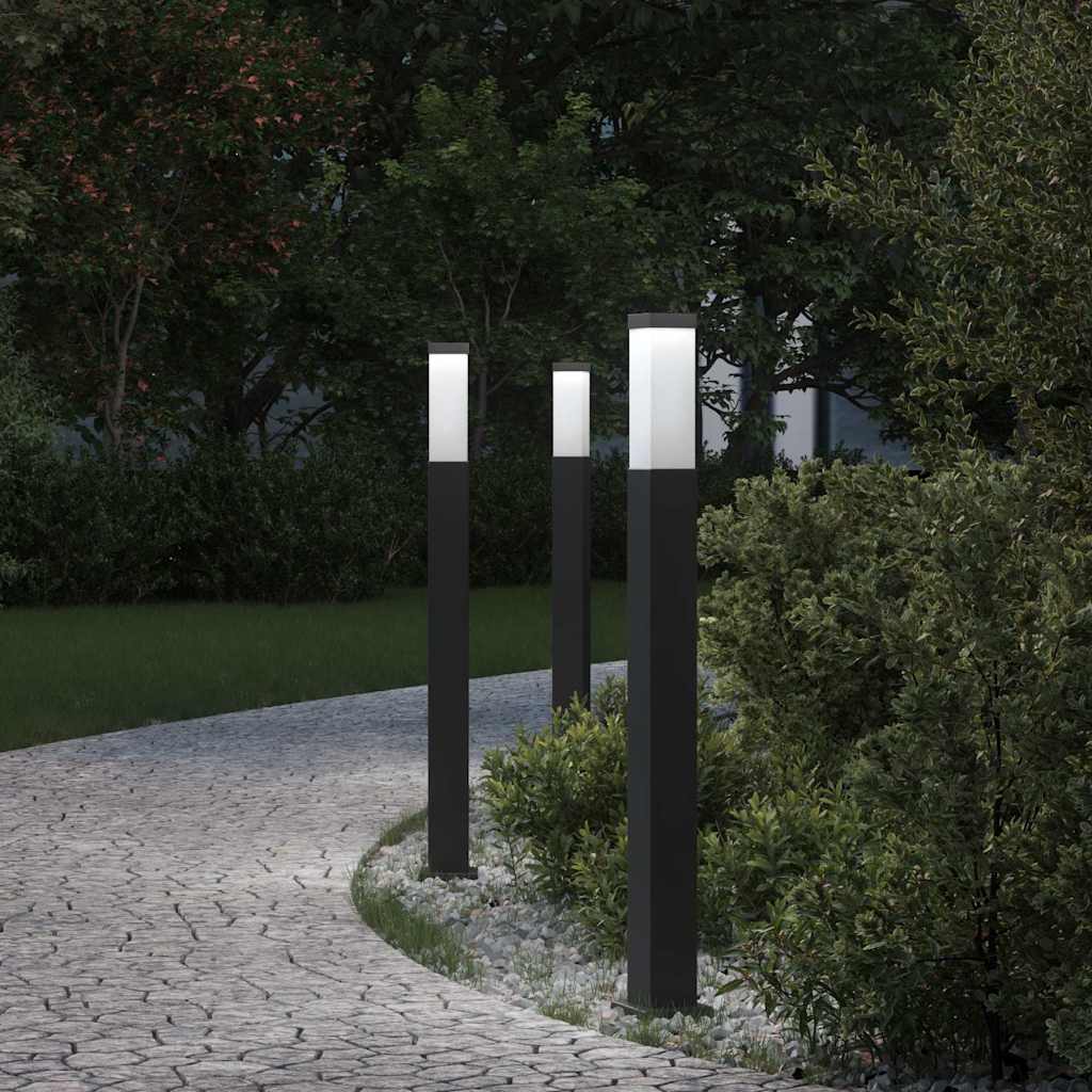 Lampioni a palo 3 pz 80 cm Nero IP44