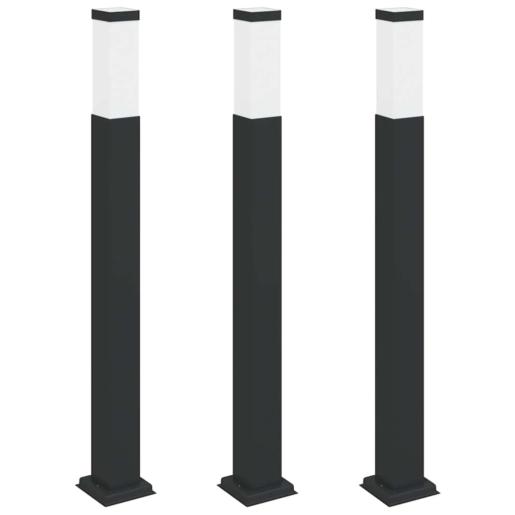 Lampioni a palo 3 pz 80 cm Nero IP44