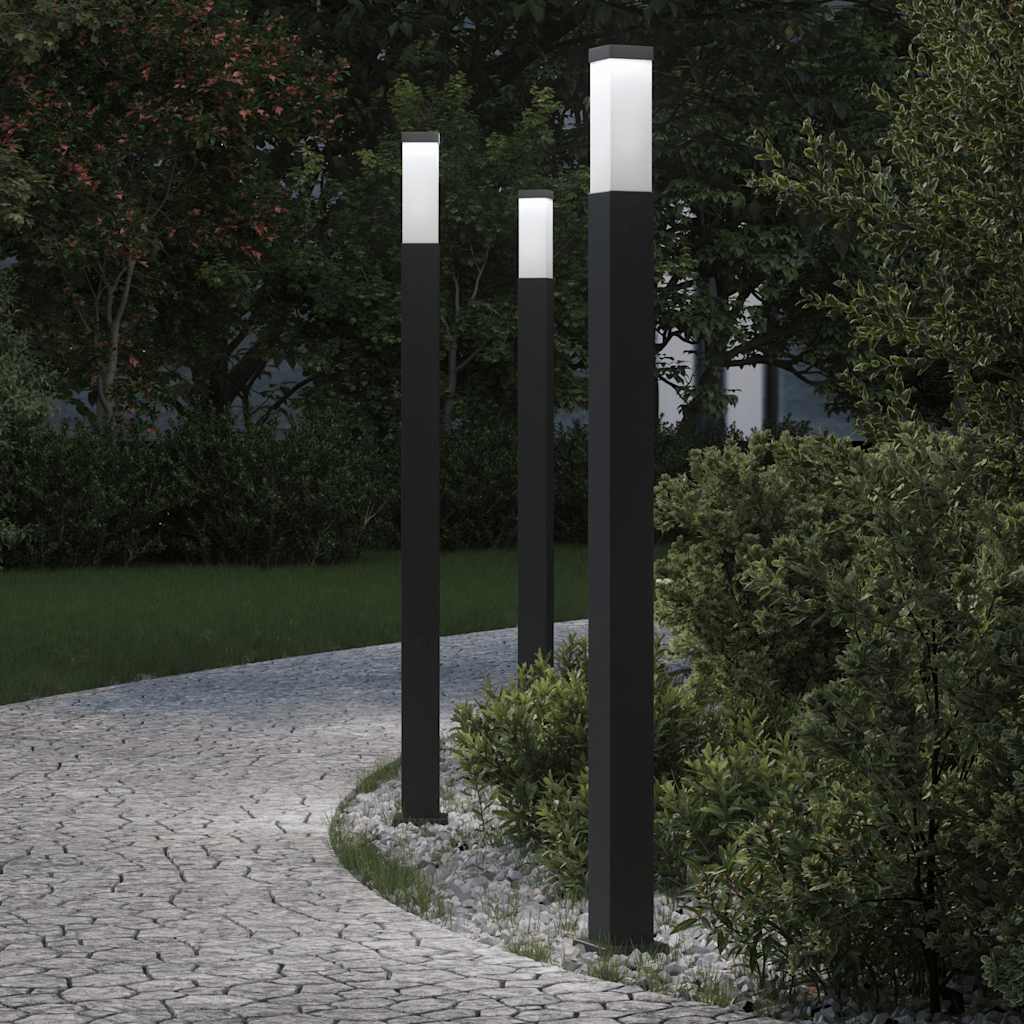 Lampioni a palo 3 pz 110 cm Nero IP44