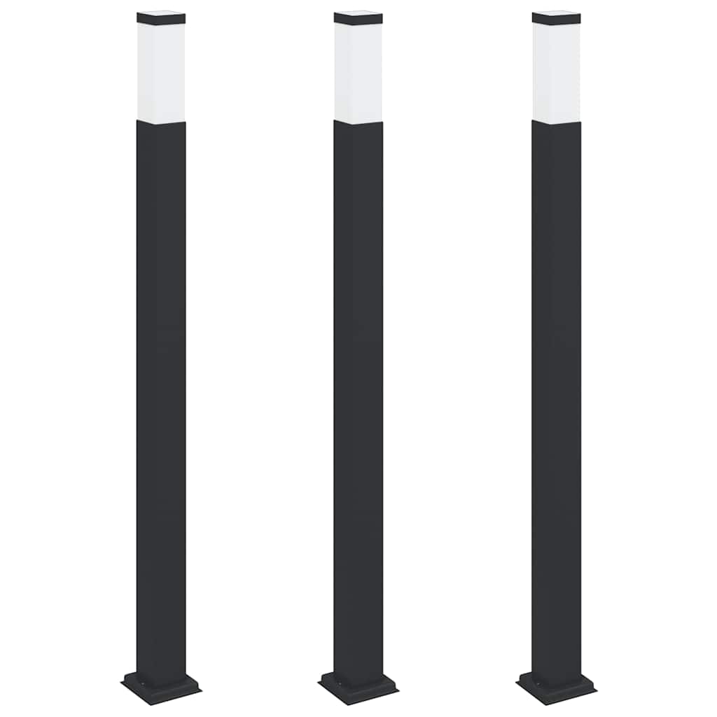 Lampioni a palo 3 pz 110 cm Nero IP44