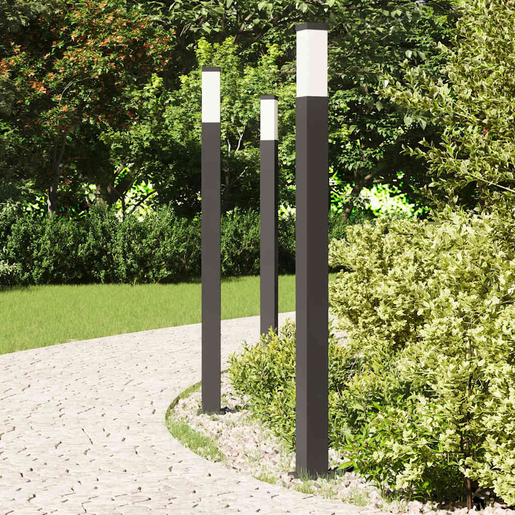 Lampioni a palo 3 pz 110 cm Nero IP44