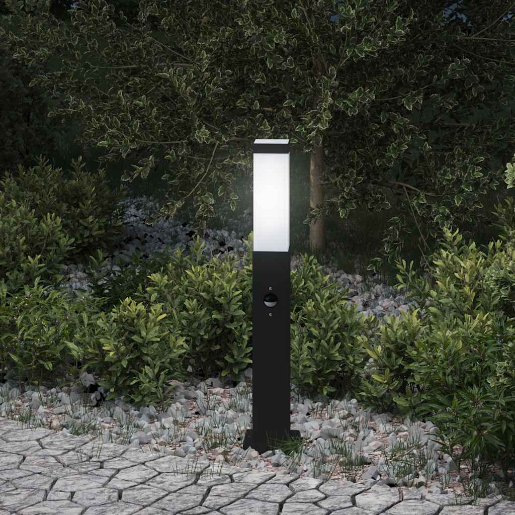 Lampada a paletto con sensore 50 cm Nera IP44