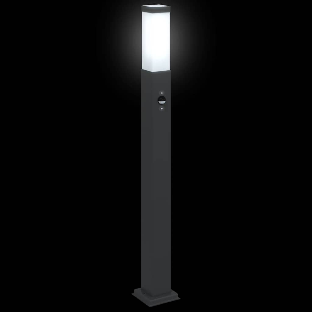 Lampioni a paletto con sensore 3 pz 80 cm neri IP44