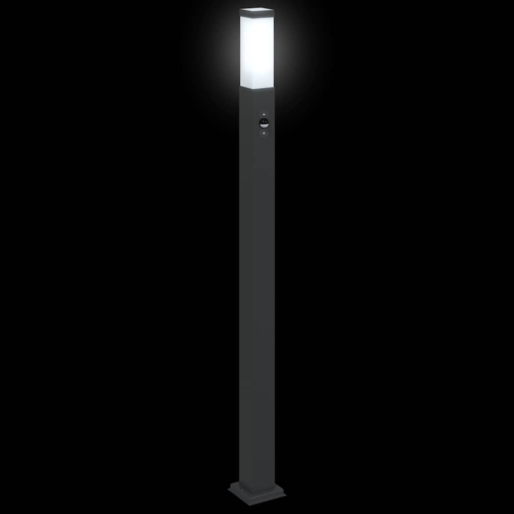 Lampioni a paletto con sensore 3 pz 110 cm neri IP44