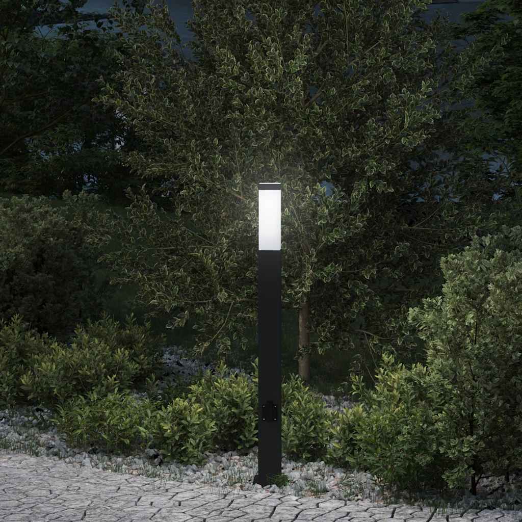 Lampada a paletto con presa elettrica 80 cm Nera IP44