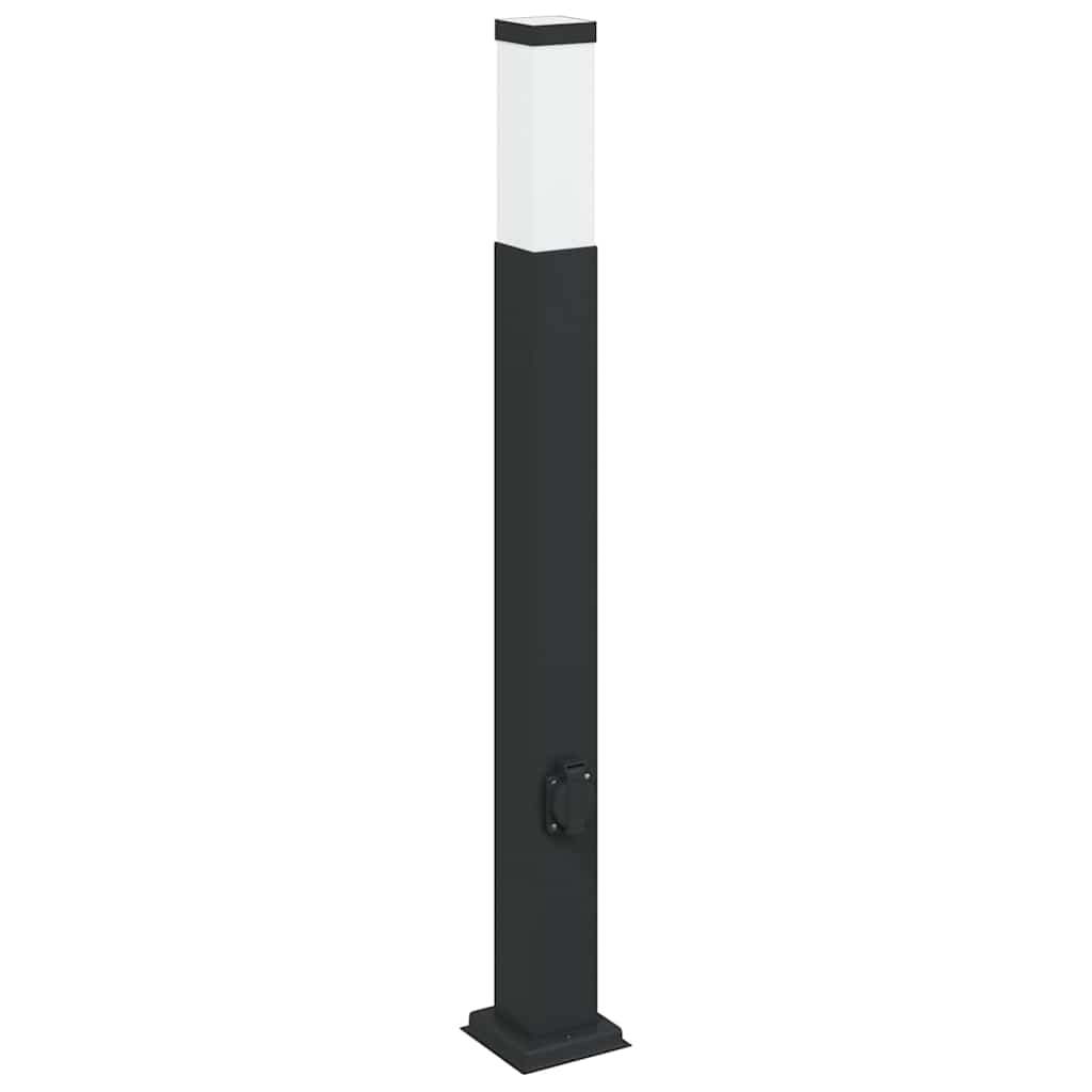 Lampada a paletto con presa elettrica 80 cm Nera IP44