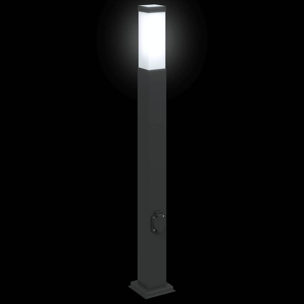Lampada a paletto con presa elettrica 80 cm Nera IP44