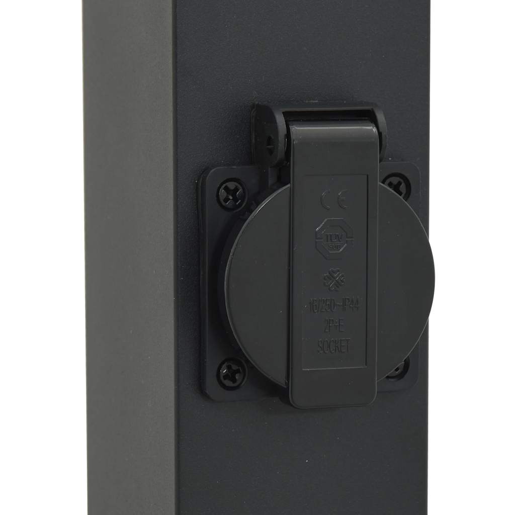Lampada a paletto con presa elettrica 80 cm Nera IP44