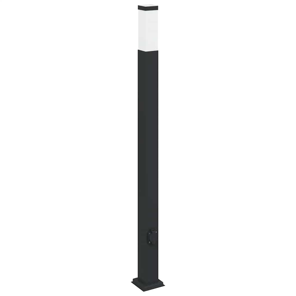 Lampada a paletto con presa di corrente 110 cm Nera IP44