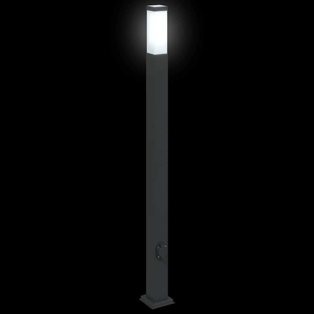 Lampada a paletto con presa di corrente 110 cm Nera IP44