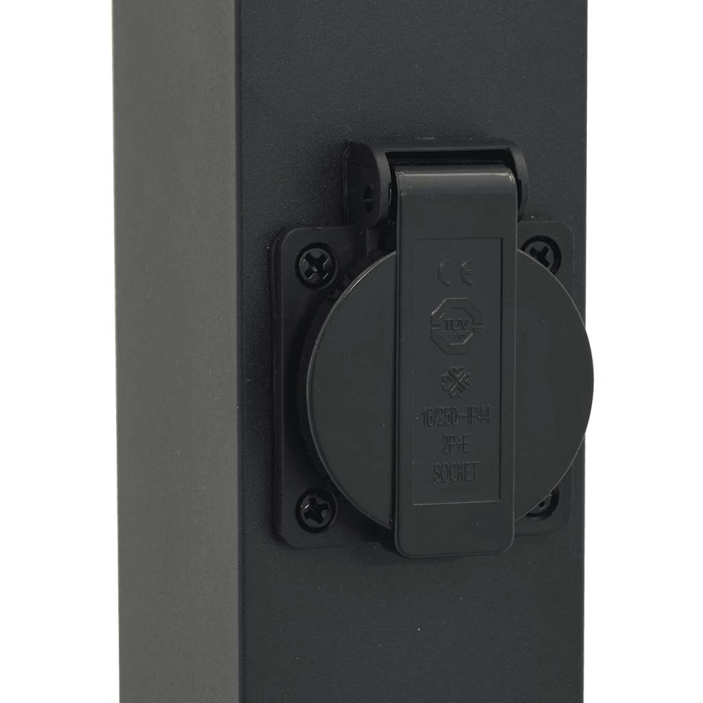 Lampada a paletto con presa di corrente 110 cm Nera IP44