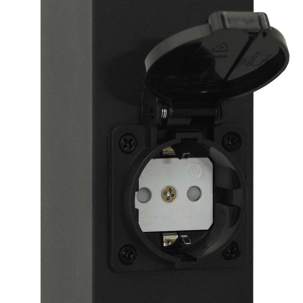 Lampada a paletto con presa di corrente 110 cm Nera IP44