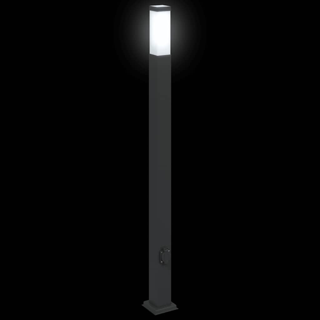 Lampioni a palo con presa elettrica 3 pz 110 cm Nero IP44