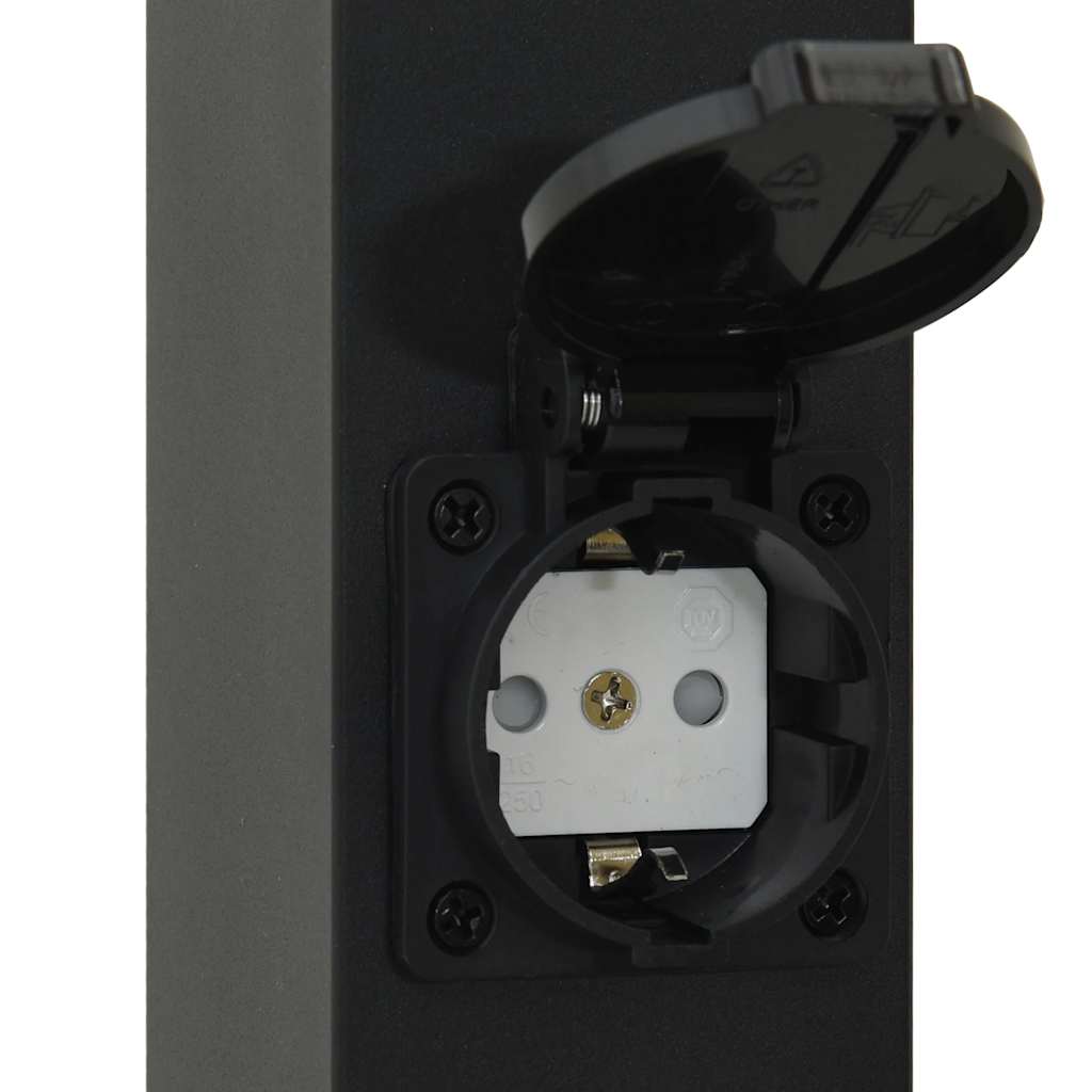 Lampioni a paletto con sensore e presa 3 pz 110 cm neri IP44