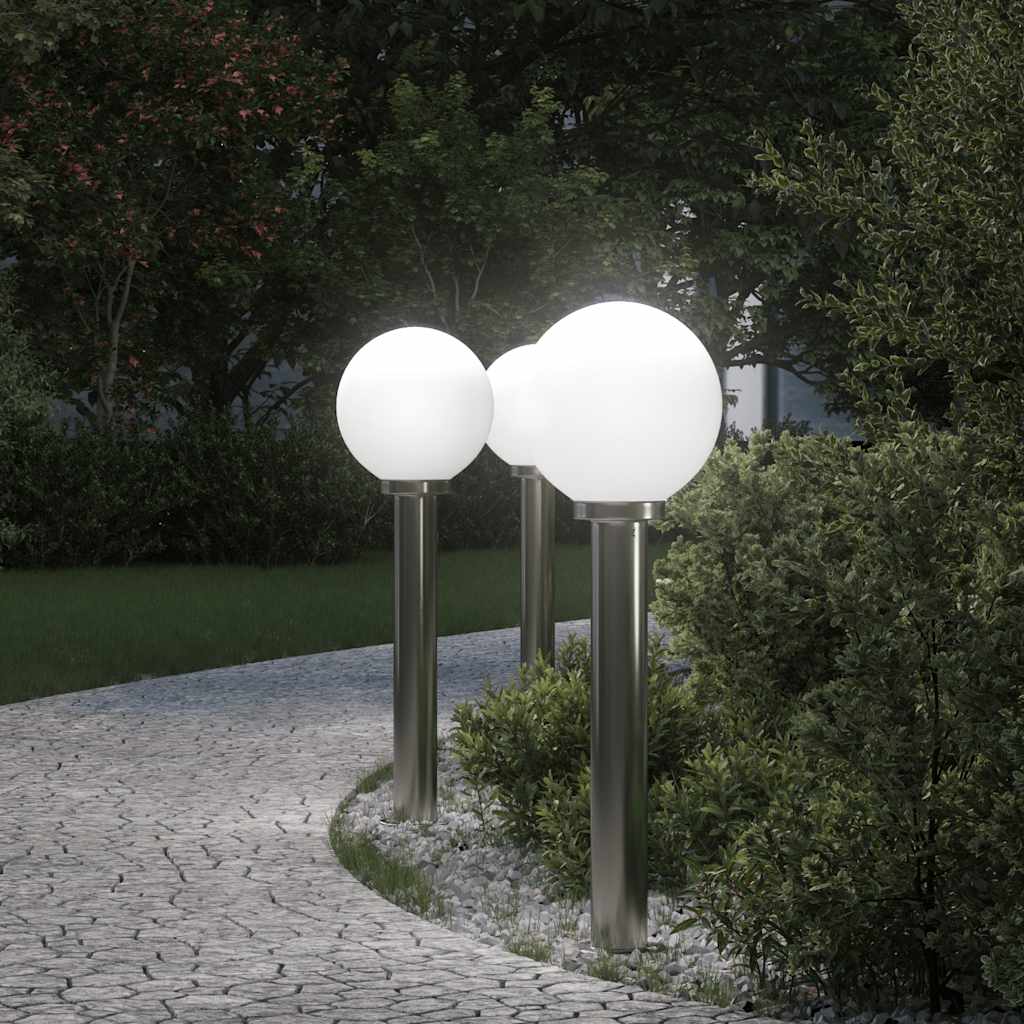 Lampioni a palo 3 pz 80 cm Acciaio Inox IP44