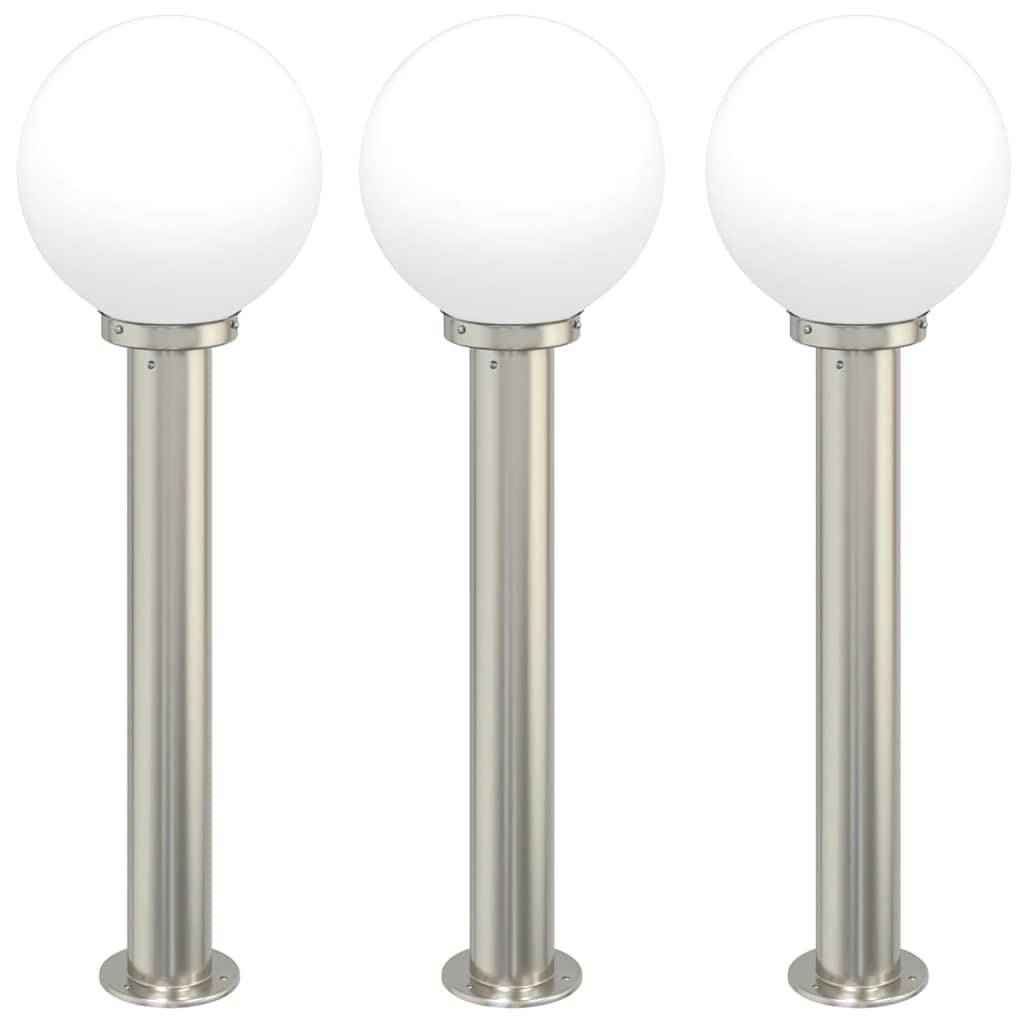 Lampioni a palo 3 pz 80 cm Acciaio Inox IP44