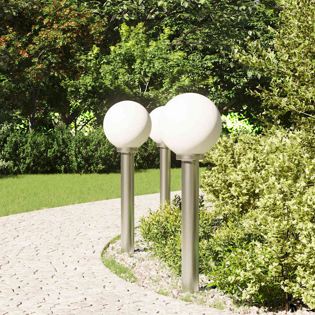 Lampioni a palo 3 pz 80 cm Acciaio Inox IP44