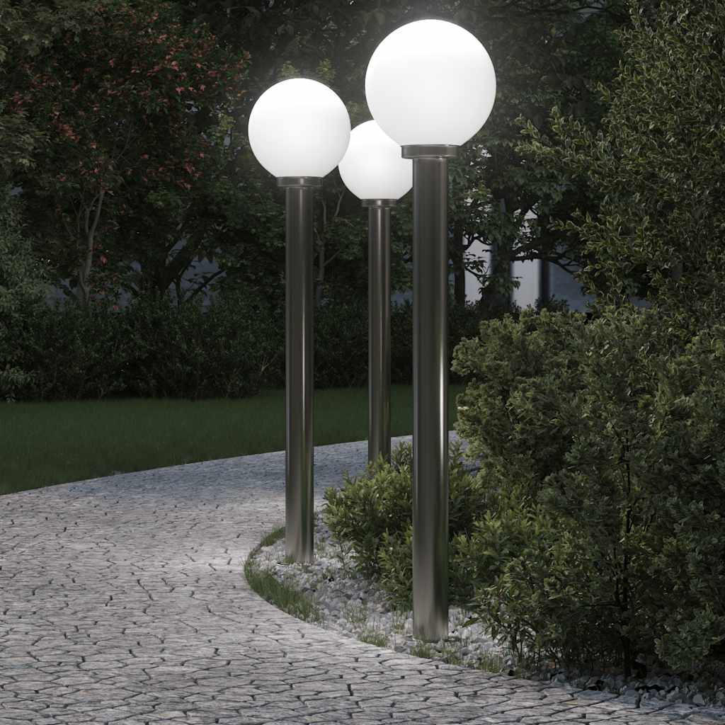 Lampioni a palo 3 pz 120 cm Acciaio Inox IP44