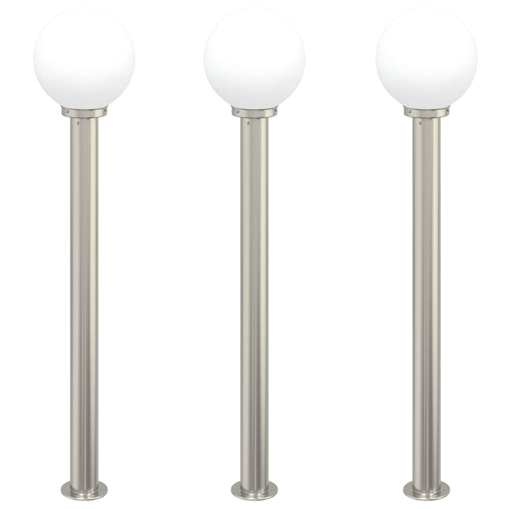 Lampioni a palo 3 pz 120 cm Acciaio Inox IP44