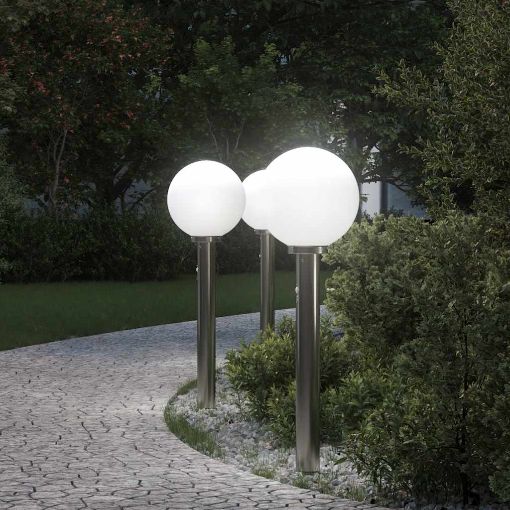 Lampioni a dissuasore con sensore 3 pz 80 cm Acciaio Inox IP44